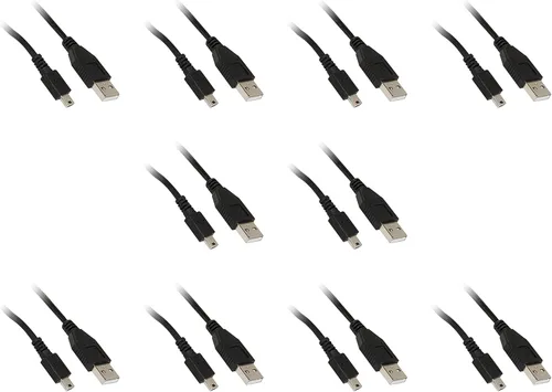 Miniatura 3 de Cable mini USB 2.0, negro, tipo A macho a macho Mini-B de 5 pines, 6 pies - Paquete de 2