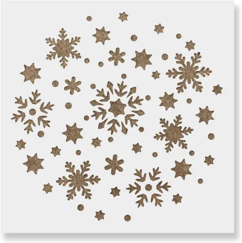 Plantilla circular de copo de nieve – Cartel de porche de Navidad, plantilla de dibujo de Navidad, decoración de pared de Navidad, plantillas para