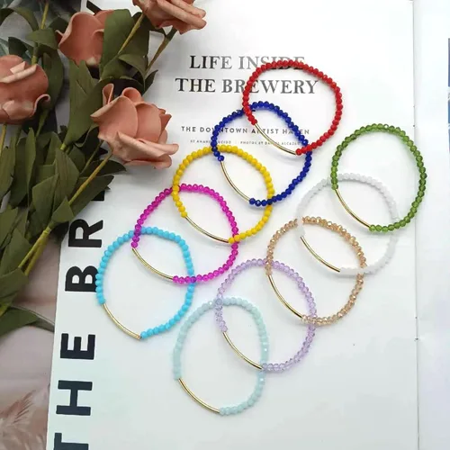 Miniatura 5 de MOZAKA 20 pulseras de cuentas pequeñas de cristal para mujer, estilo bohemio, apilable, elásticas, multicolor, versátiles, cuentas de cristal