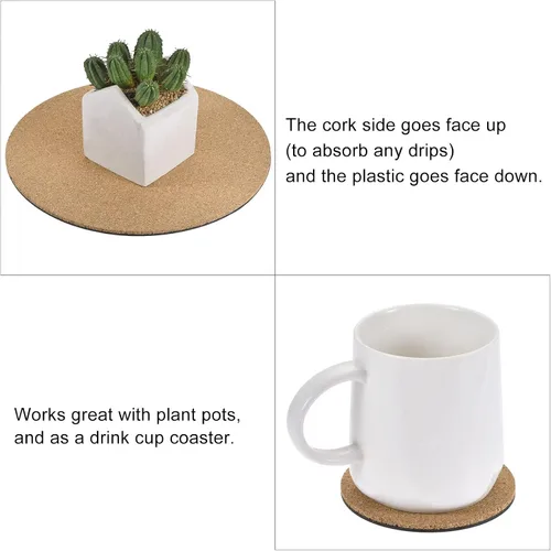 Miniatura 5 de MECCANIXITY Tapete redondo de corcho para plantas de 10 pulgadas, de plástico, absorbente, impermeable, para maceta de jardín