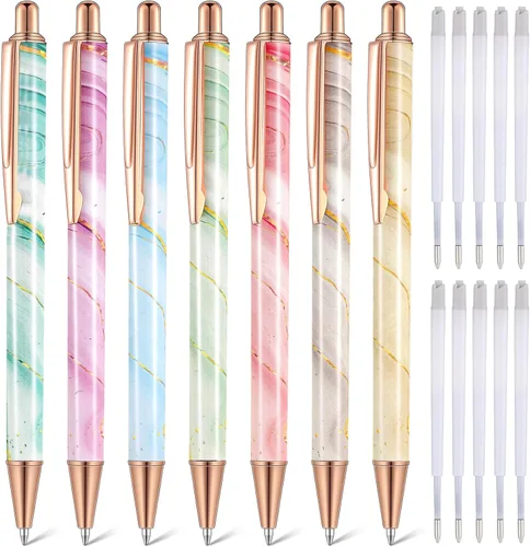 Sherr 7 bolígrafos elegantes para mujer, lindos bolígrafos de purpurina brillantes con 10 recambios de tinta negra, bonitos regalos para niñas,