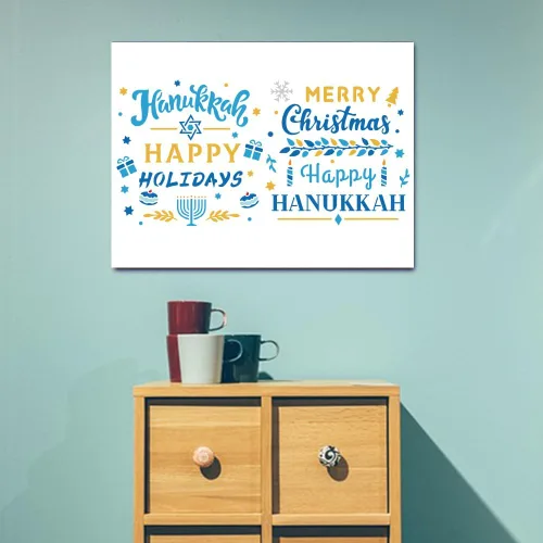 Miniatura 5 de MAYJOYDIY 4 plantillas Happy Hanukkah de 11.8 x 11.8 pulgadas, plantillas de Menorah Dreidel Star of David con pincel de pintura, plantilla de Feliz