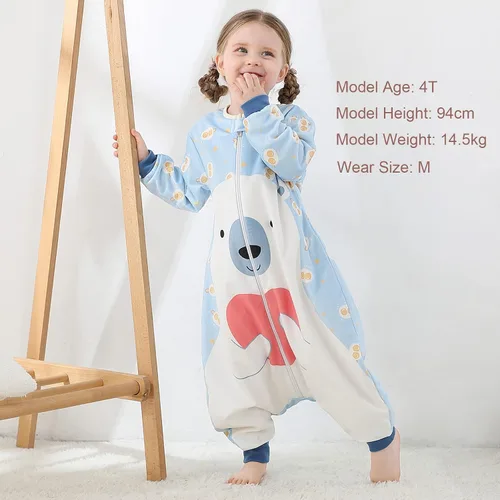 Miniatura 4 de MICHLEY Saco de dormir para bebé, manga larga con pies, manta de invierno para niños y niñas, oso, 1-3 años