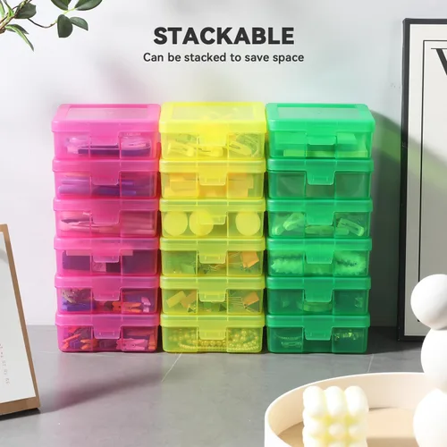 Miniatura 5 de Novelinks 18 unidades de pequeños contenedores de almacenamiento de plástico transparente, cajas y organizadores de almacenamiento para manualidades