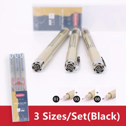Miniatura 7 de GETHPEN Juego de marcadores micro punta fina – 3 tamaños de bolígrafos con tinta archivada para dibujo técnico, anime y bocetos – Artistas