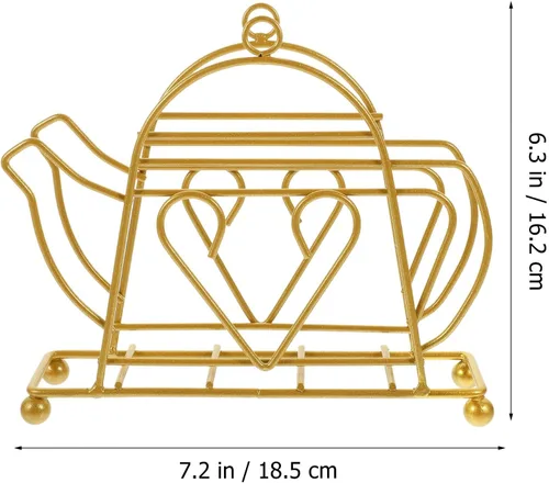 Miniatura 2 de Metal Napkin Holder Dining Table Napkin Stand Rack Tissue Dispenser Gold Iron Kettle Design for Restaurant Home Kitchen Tabletop Accessories