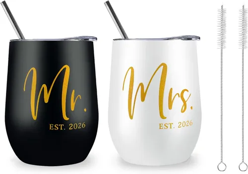 Miniatura 2 de ELEGANTPARK Mr and Mrs Gifts - Regalos de boda para parejas, regalo de compromiso para recién casados, regalo de compromiso para novios y novios