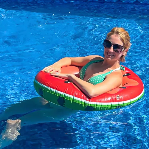 Miniatura 4 de Juego de 3 flotadores de piscina para adultos, unicornio + flamenco + sandía, flotadores inflables de playa para adultos, niños de 8 a 12 años