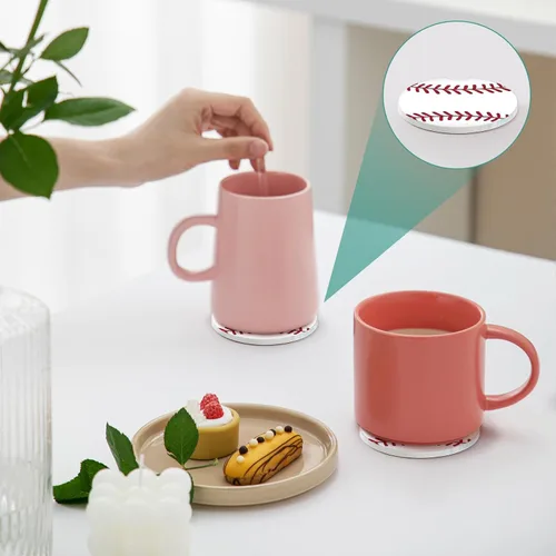 Miniatura 7 de Paquete de 2 posavasos para automóvil, posavasos de cerámica absorbente de béisbol, posavasos para portavasos de automóvil, accesorios