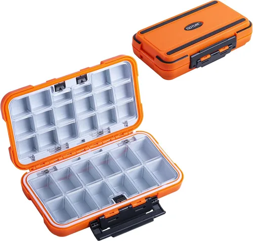 Miniatura 10 de Goture Pequeña caja organizadora de aparejos de pesca con tecnología impermeable, compartimentos fijos, caja de almacenamiento de señuelos de Negro