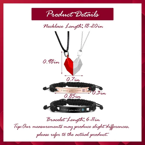 Miniatura 5 de Juego de collares para parejas, pulseras para él y ella, para su reina, su rey, para parejas, regalo para la pareja