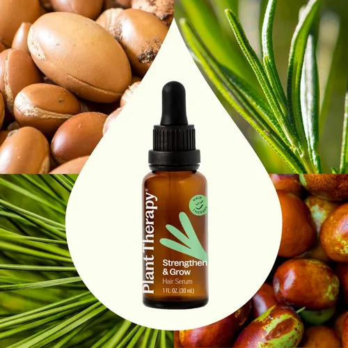 Miniatura 3 de Plant Therapy Terapia capilar Fortalece y crece suero reparador del cabello 1 oz con argán y aceite de ricino
