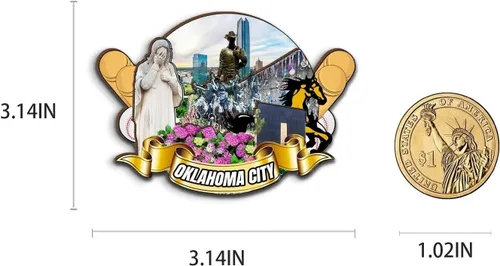Miniatura 3 de Imán de madera para nevera de Oklahoma City Oklahoma, Estados Unidos, monumentos 3D, recuerdos coleccionables, decoración hecha a mano