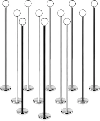 New Star Foodservice 23305 - Soporte para números de mesa con clip de anillo/soporte para números/soporte para tarjetas, 18 pulgadas, juego de 12