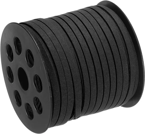 Miniatura 20 de uxcell Cordón de gamuza, 49.21 yardas, 0.197 in, cuerda plana de hilo de cuero para bolso, bolso, cordones de zapatos, manualidades, fabricación