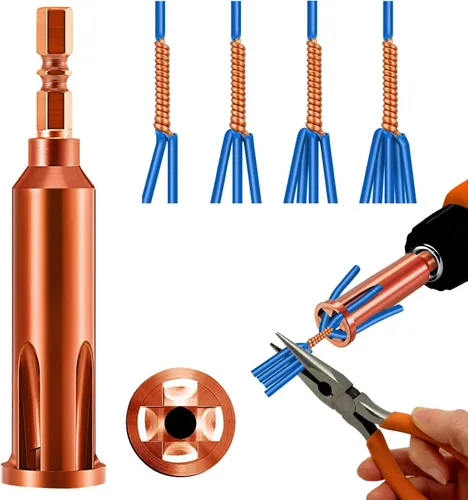 Miniatura 9 de Herramienta universal de torsión de alambre, pelacables y herramienta de pelado de cables Twister para electricista por taladro o manualmente (azul)
