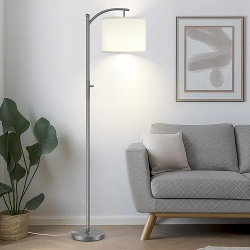 Miniatura 10 de ROTTOGOON Lámpara de pie regulable, lámparas de pie de arco para sala de estar, lámpara de pie moderna de atenuación continua con pantalla de lino