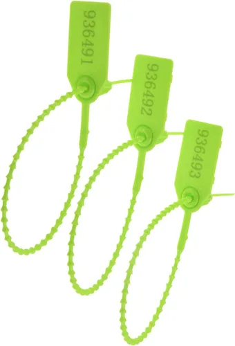 Sellos de seguridad plásticos Etiquetas desechables Candados de seguridad Bridas de cremallera numeradas 9.84 pulgadas Verde 200 PC por bolsa