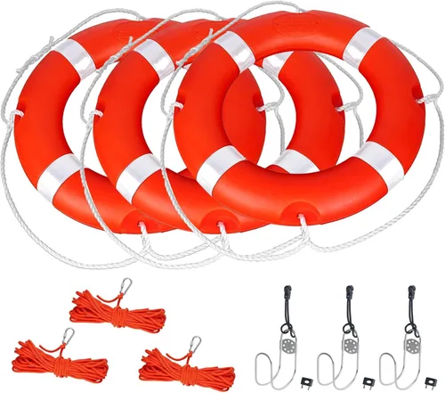 Miniatura 9 de Life Ring for Boating Safety - 23" and 28" Boat Safety Throw Rings with Reflective Strip and Grab Lines