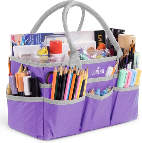 Miniatura 11 de JJRING Bolsa organizadora para manualidades y arte, tela de nailon azul 600D, con bolsillos, para manualidades, álbumes de recortes, médicos y Azul