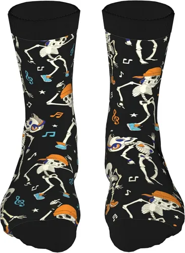 Calcetines de compresión para mujer, Halloween Calabaza Bat Star Funny Crazy Calcetines para hombre Novedad Crew Calcetines Regalo, Esqueleto de