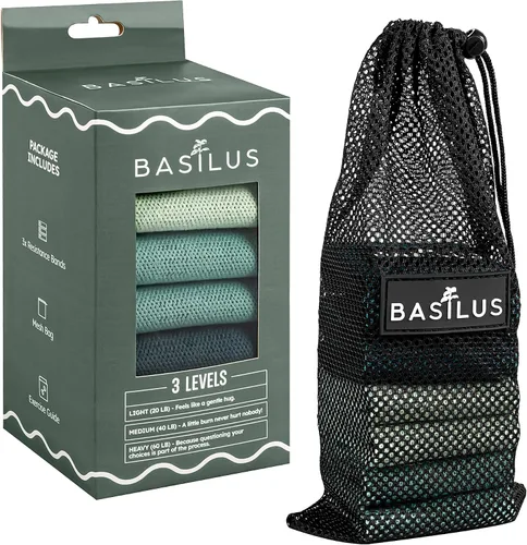 Miniatura 6 de Paquete de 3 bandas de resistencia de tela para piernas y glúteos, bandas de ejercicio para entrenamiento de fuerza, yoga, pilates y fitness, bolsa