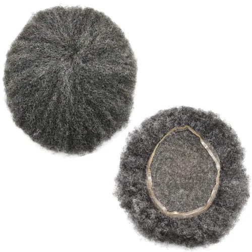 Miniatura 11 de Afro - Toupee - Toupee para hombre, encaje suizo, rizado, para hombres negros, hombres afroamericanos, todos los encajes, sistemas de reemplazo