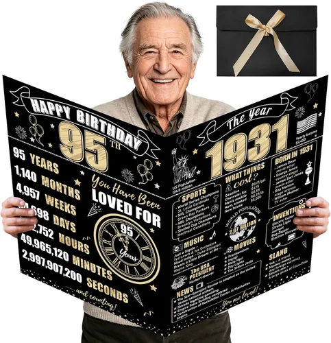 Miniatura 27 de Turypaty Tarjeta de 10 cumpleaños grande con sobre para niños y niñas, libro de firmas de invitados gigante de feliz 10 cumpleaños en negro y oro