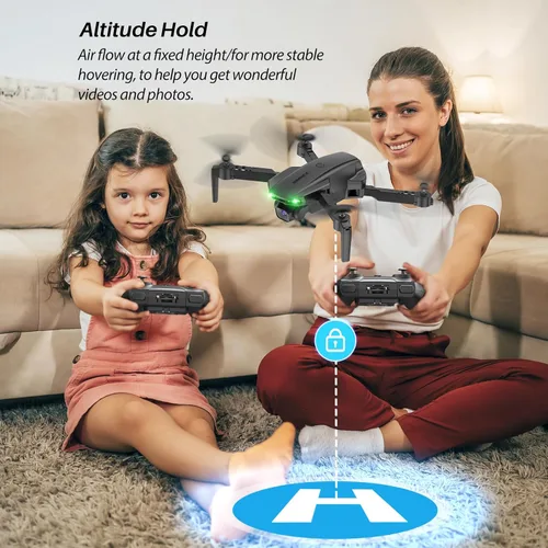 Miniatura 3 de SIMREX Dron con cámara para niños principiantes y adultos – Cuadricóptero RC plegable con retención de altitud, posicionamiento de flujo óptico