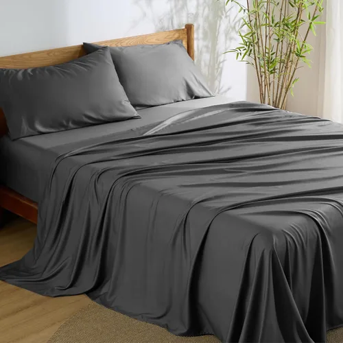 Miniatura 12 de Bedsure Juego de sábanas de tamaño King, sábanas refrescantes King, rayón derivado del bambú, bolsillo profundo de hasta 16 pulgadas, sábanas 03