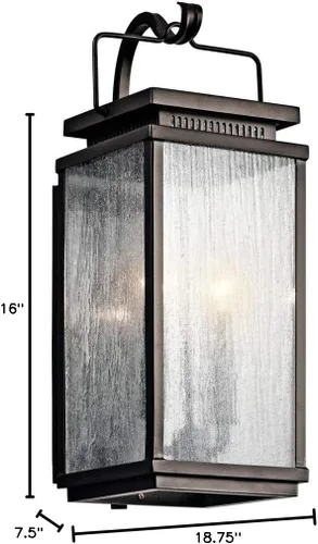 Miniatura 3 de Kichler Manningham - Lámpara de pared para exteriores de 18.75 pulgadas, 2 luces, en bronce envejecido®