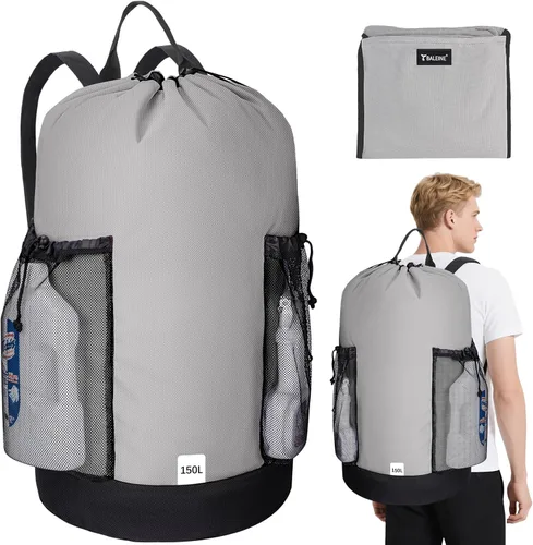 Miniatura 20 de BALEINE Mochila Bolsa de Lavandería de 120L, Tela Oxford 900D Bolsas Grandes de Lavandería de Viaje con Correas para el Hombro y 2 Bolsillos de Negro