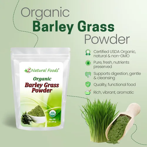 Miniatura 3 de Polvo de hierba de cebada orgánica, rico en antioxidantes, polvo de césped orgánico potenciador de energía, superalimento 100% natural, vegano, sin
