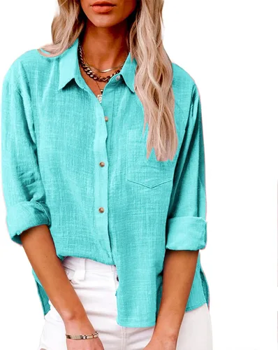 Miniatura 105 de SMIDOW Camisa de algodón y lino con botones para mujer