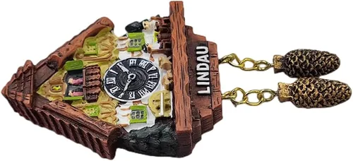 Miniatura 2 de Lindau Baviera Alemania - Reloj de cuco para nevera, imán 3D, recuerdo de viaje, decoración de nevera, calcomanía magnética, colección