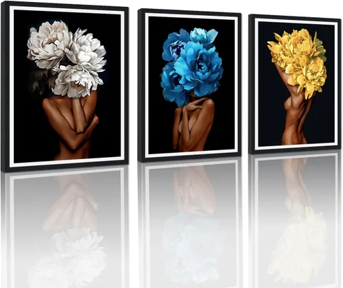 Miniatura 47 de MAMAGO Lienzo decorativo para pared, pintura de belleza dorada y negra, fotos de mujeres africanas, hermosos pósteres de mujer negra, impresiones