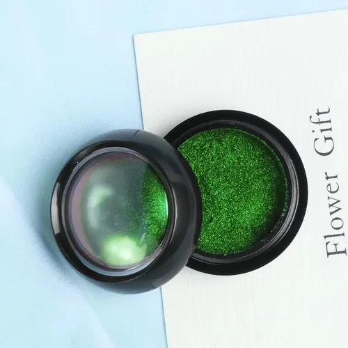 Miniatura 6 de Polvo de uñas cromado verde navideño, efecto espejo, polvo metálico, holográfico, brillantina, decoración de manicura, pigmento reflectante