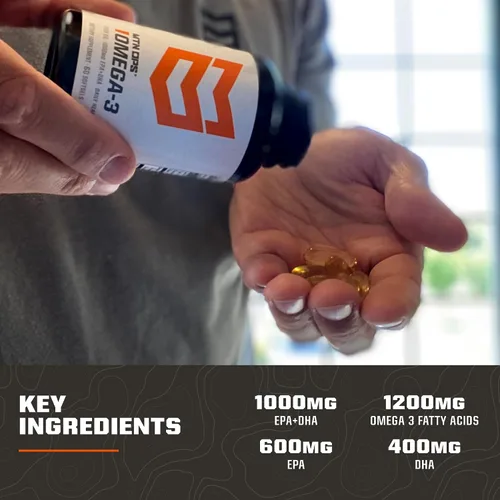 Miniatura 4 de MTN OPS Cápsulas blandas de aceite de pescado Omega-3 – 1200 mg de ácidos grasos Omega-3 con 600 mg de EPA + 400 mg de DHA – Apoyo para la salud