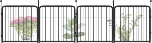 Miniatura 31 de FXW - Valla de jardín metálica y resistente para exteriores, barrera para perros y conejos, fácil instalación, negro, 24 pulgadas de alto x 11.1