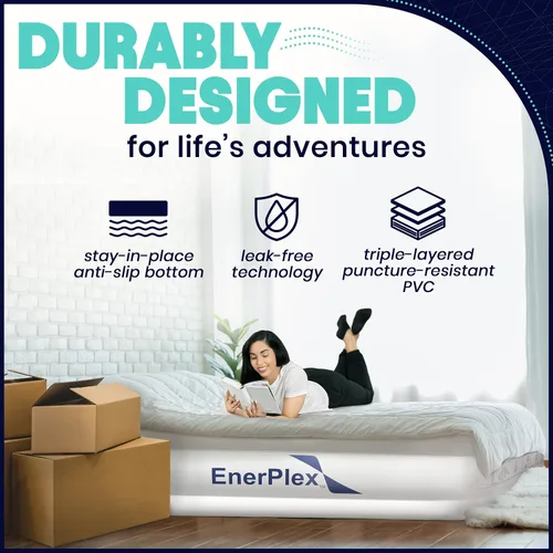 Miniatura 6 de EnerPlex Colchón de Aire con Bomba Incorporada - Colchón Hinchable Autoinflable con Soporte para el Cuello - Cama de Aire Inflable para Viajes