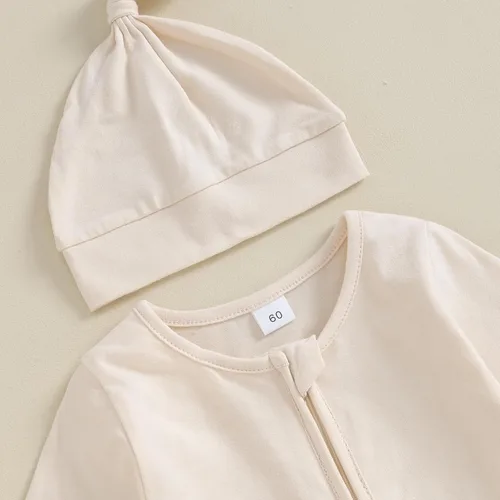 Miniatura 4 de KMBANGI Mameluco para bebé recién nacido, con cremallera y gorro