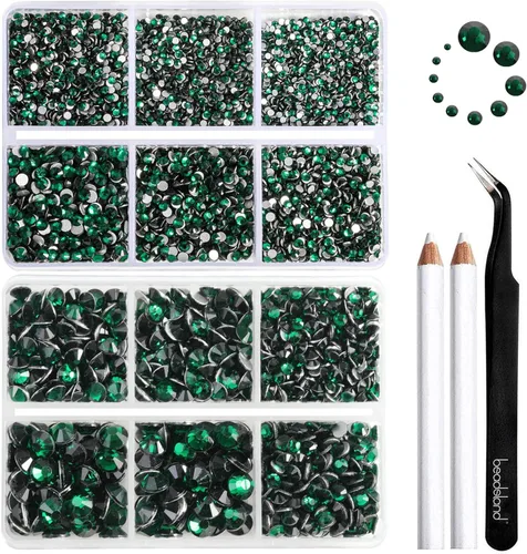 Miniatura 19 de Beadsland 8300 diamantes de imitación con parte trasera plana, diamantes de imitación redondos de cristal azules para manualidades, mezcla de 10