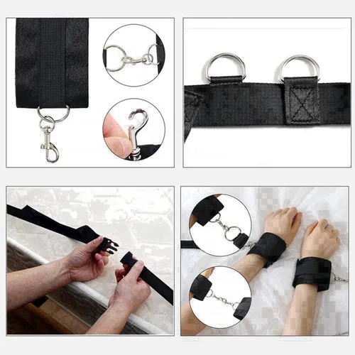 Miniatura 5 de Restricciones de muñeca y tobillo para fijar a los postes de la cama, juego sexual para correas de cama para adultos, colchón King, cuerda fuerte