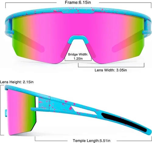 Miniatura 4 de AVV Gafas de sol de béisbol polarizadas UV400 para hombres, mujeres y jóvenes, gafas de sol para correr, deportes, pesca y bicicleta Lente azul