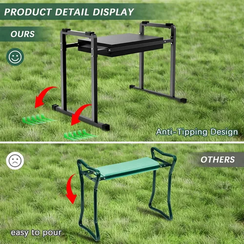 Miniatura 2 de Asiento para Rodilleras de Jardín, Diseño Estable y Antideslizante de 10.2" de Ancho Asiento para Rodilleras de Jardín con Asas, Taburete
