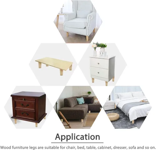 Miniatura 6 de Juego de 4 patas redondas de madera maciza de 3 pulgadas para muebles, sofá cama, silla de café, escritorio, patas rectas con pernos preperforados