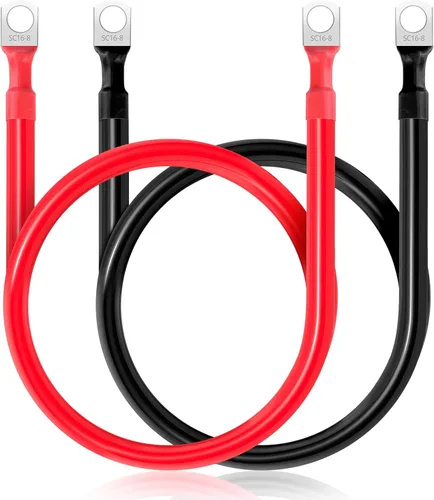 Miniatura 11 de Cable de batería de 2 AWG, 2 unidades, cables de batería de 5.9 pulgadas con terminales de anillo M8, cables de batería marinos de cobre puro, cable