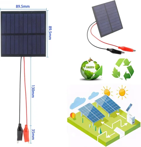 Miniatura 4 de 5 paneles solares pequeños, 1 W, 5 V, 200 mA, mini panel solar fotovoltaico de células solares con clip de alambre de 3.524 in x 3.524 in