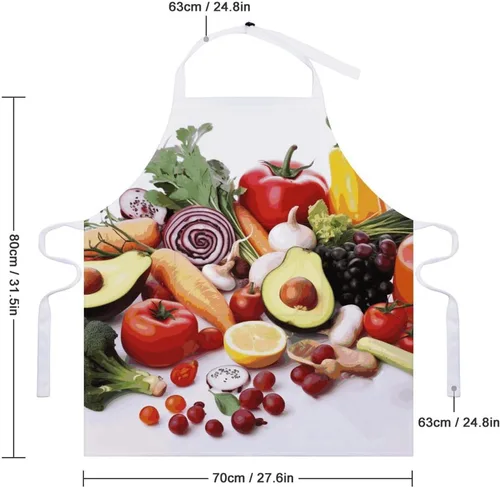 Miniatura 2 de MUSM Healthy Food Apron，Classic Vintage Funny with Pockets Aprons,Adjustable Bib Waterdrop Resistant for Kitchen Cooking Restaurant BBQ Painting