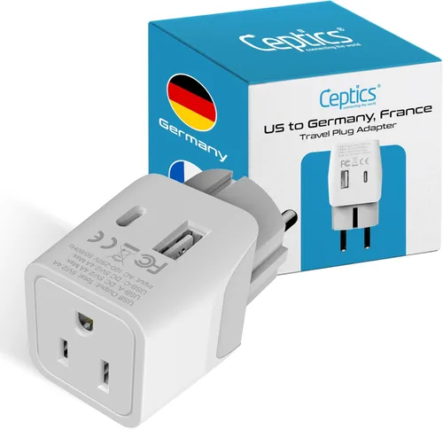 Miniatura 15 de Adaptador de viaje Ceptics, de EE. UU. a Japón, Filipinas, con doble USB, tipo A, ultra compacto Tipo L - Italia